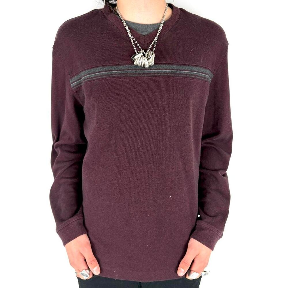Vintage y2k grunge archive faded burgundy skater rare van heusen sweater
